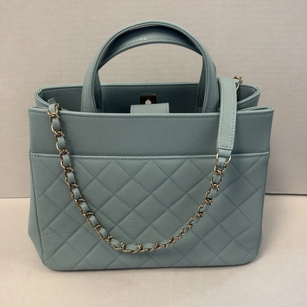 Chanel Business Affinity Blue Quilted Tote